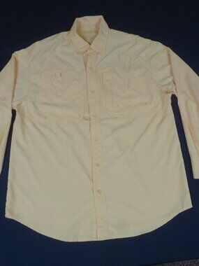 REEL LEGENDS SALTWATER VENTED LONG SLEEVE FISH YELLOW SHIRT BUTTON UP LARGE L566